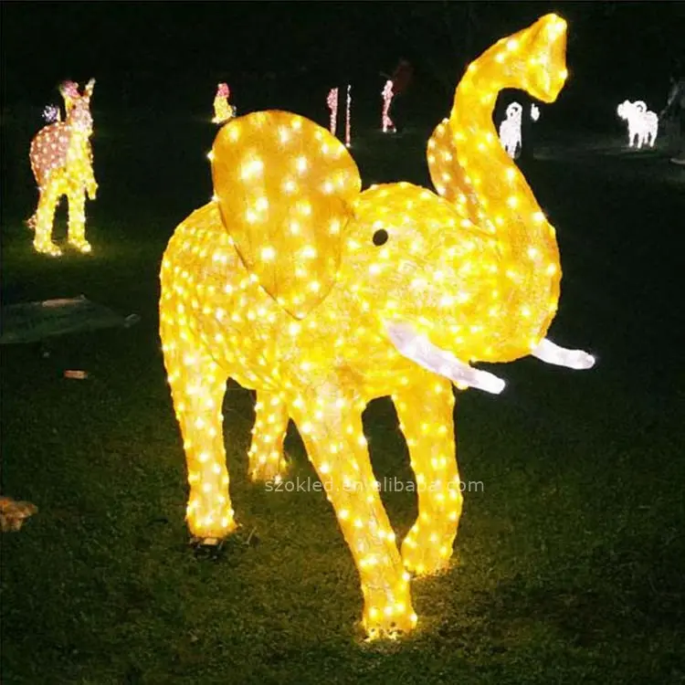 Lampu LED dekorasi proyek luar ruangan, lampu motif gajah lanskap taman Turis jalan pasar malam