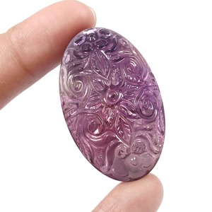 พลอย zajara 34x20มม. สำหรับแกะสลักพลอยอเมทิสต์ธรรมชาติทำด้วยมืออัญมณีทรงวงรีสีม่วงตัดเป็นรูปวงรี - Product Image 3