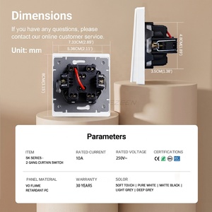 Interrupteur mural élégant pour la maison, 2 gangs, à toucher doux, certifié CE, sûr et durable, interrupteurs certifiés - Product Image 5