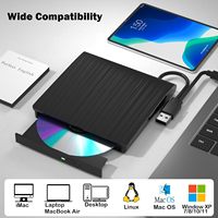 Lecteur/graveur de DVD externe USB Type-C, lecteur optique, graveur de CD-RW, graveur de DVD-RW, duplicateur de disques, compatible avec les ordinateurs portables et de bureau