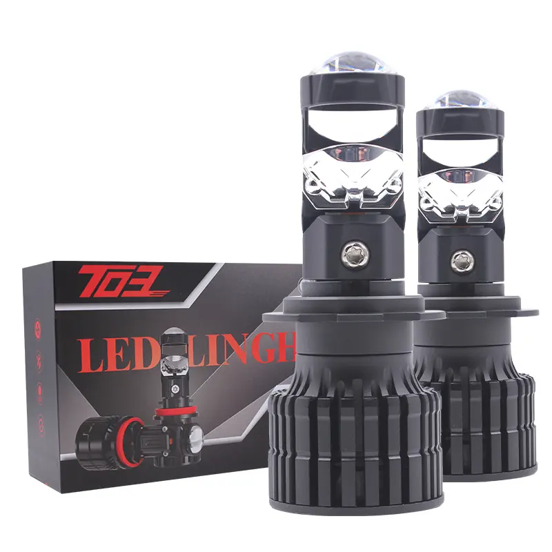 Car-refine 110W 13000LM T03 H7 proyector de lente LED con ventilador H4 Bi LED faro H7 H11 LED 9005 H4 Led Mini faros para coche