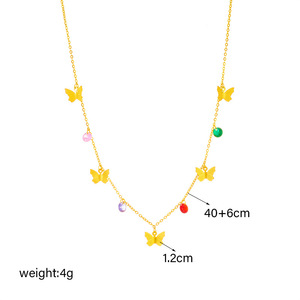 Butterfly Pendant Necklace Gold Color Faceted Beads Titanium Steel Chain Daily Wear Gift Jewelry - Product Image 4
