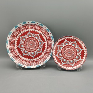 <span class=keywords><strong>Vaisselle</strong></span> en grès de style bohème avec imprimé mandala rouge et bol <span class=keywords><strong>turquoise</strong></span> uni - Product Image 2