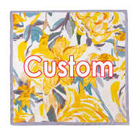 Mode personnalisée 100% véritable foulard en soie 53*53cm carré imprimé floral/sergé/plaine numérique court pour les saisons hiver/été