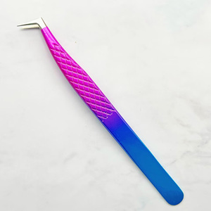 Pince à épiler Yucagci en maille colorée, motif fleur <span class=keywords><strong>de</strong></span> glace, plume dorée, précision, durable, acier inoxydable, extensions - Product Image 4