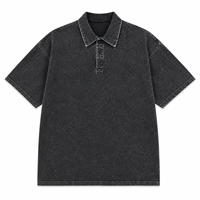 T-shirt pour homme en coton épais 100 %, tricoté, teint uni, style rétro délavé, couleur unie, avec logo personnalisé imprimé sur le devant, style vieilli.