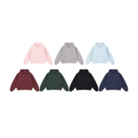 Sweat-shirt à capuche coupe ample 430G en molleton épais uni, silhouette courte, pull-over, coupe épurée, en molleton bouclé brossé