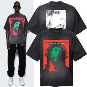 T-shirt à manches courtes en coton noir délavé SAINT pour homme avec imprimé Sept péchés capitaux pour un style streetwear sombre - Product Image 4