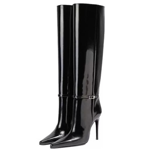 2025 WInter Botas Largas Tassel Trendy Sexy Black PU Leather Lady Over the Knee Thigh High Boots for Women - Product Image 1