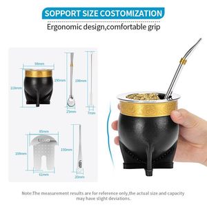 Vente chaude Premium Imperial Yerba Mate Cup Bombilla Set En Cuir À La Main avec Brosse De Nettoyage Thé Shaper Brillant Qualité Tasses - Product Image 2
