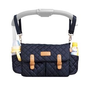 Organizador de cochecito negro para bebé, personalizado, con portavasos y correas para el hombro, de fábrica BSCI. - Product Image 1