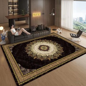 Tapis en velours <span class=keywords><strong>de</strong></span> luxe-tapis antiderapant noir <span class=keywords><strong>ou</strong></span> chinois ajouré, lavable en machine pour un salon moderne, design raffine - Product Image 1