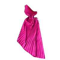 Robe de soirée élégante asymétrique à une épaule plissée pour femme avec découpes à la taille et ourlet asymétrique
