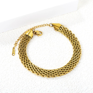 Pulsera de Cadena Cubana Chapada en Oro de 18K de Lujo, Diseño de Malla Multicapa, Joyería de Moda Unisex - Product Image 1