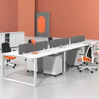מודרני מודולרי לבן ריהוט משרדי תחנת עבודה עבודה 2 4 6 8 אדם מושבים תחנת עבודה במשרד שולחן שולחן לעובדים