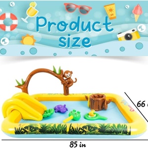 Inflatable Play Center Swimming Pool Animal Sprinkler <b>Toy</b> with Base Pool Slide <b>Monkey</b> Tree Stump for Kids Garden Backyard - Product Image 2