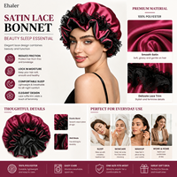 Bonnet de nuit en satin avec dentelle et volants, grande taille, pour femme, protection des cheveux, personnalisable avec logo OEM