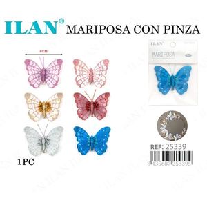 Pinza para el Cabello Ilan con Mariposa de 8 cm, Multicolor, Accesorio de Moda - Product Image 3