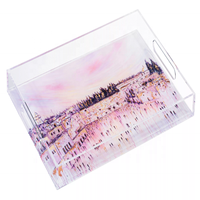 Plateau de service en acrylique transparent avec poignée dorée, idéal pour le petit-déjeuner, le café, le pain, la cuisine et la décoration intérieure – Vente en gros usine