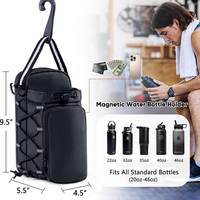 Sac de sport portable en polyester avec fermeture éclair, poche pour téléphone et sangle réglable, idéal pour le sport en extérieur et le fitness, avec porte-bouteille d'eau