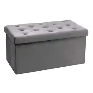 Bailey Modern Ottoman Source Supplier Large Storage Ottoman Bench Grey Velvet Fabric Storage Bench For Living Room