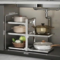 Étagère à casseroles et poêles multicouche en acier, organisateur de cuisine moderne coulissant pour armoire avec rail de glissement, organisateur sous évier