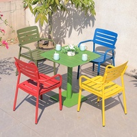 Ensemble de tables et chaises en métal durable Mobilier d'extérieur en alliage d'aluminium Table et chaises de pique-nique pour cour