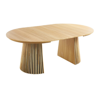 Table à manger ovale extensible en bois rustique, design minimaliste nordique, mobilier de restaurant DISHI Wood.