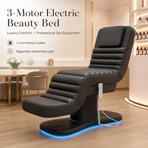 3-Motor Electric Synthetic Leather Beauty <b>Bed</b> with High-Density <b>Sponge</b> Modern Design Height Adjustable Reclining for Salon Spa - Product Image 1