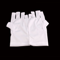À bout ouvert professionnel Nail Art manucure blanc Anti UV protection mitaines gants acrylique pour Gel lampe à ongles