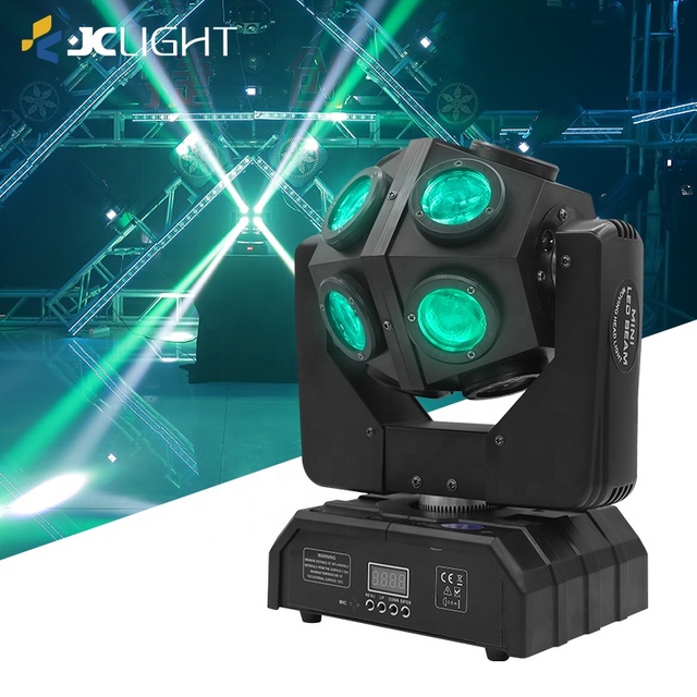 12-Piece LED Moving Head Lights RGBW DMX512 Sound-Activated IP33 Rated 3-Year Warranty for Stage Disco DJ Use