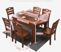 Tables et chaises en bois de style chinois moderne pour restaurant, ensemble rectangulaire en bois massif, table à manger avec 6 chaises