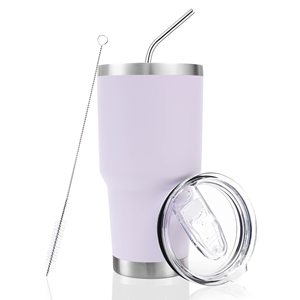 Gobelet isotherme de 30 oz avec couvercle et paille, en acier inoxydable, à double paroi sous vide, pour café de voyage, durable, finition poudrée, vente en gros - Product Image 1