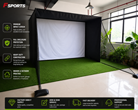 Enceinte de simulation de golf 10x8 pieds, robuste, avec écran d'impact HD et filet de récupération pour entraînement en intérieur