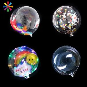 Big Giant 12 18 36 inch Party Bubble Transparent Color Filled Latex Free PVC Material Bobo Balloon with Stick