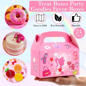 Sacs cadeaux bleus et roses pour anniversaire, sacs à bonbons roses pour filles, boîtes cadeaux avec poignée pour fête d'anniversaire de fille, baby shower pour enfants - Product Image 3