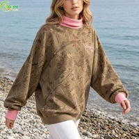 Sweat-shirt à col montant camouflage personnalisé, imprimé, bicolore, en coton, pour femme