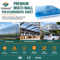 Plaque de polycarbonate alvéolaire à 4 parois de 12 mm et 14 mm, haute résistance aux chocs, structure en X, pour la construction de toitures et le vitrage intensif
