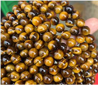 Pierres précieuses en gros, perles de pierre rondes, pierres précieuses authentiques, perles de pierres précieuses en vrac, perles de œil de tigre avec trou pour la fabrication de bijoux