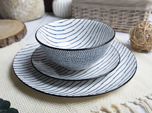 HappyGo Set di Stoviglie in Porcellana con Motivo Blu, <span class=keywords><strong>18</strong></span> <span class=keywords><strong>Pezzi</strong></span>, <span class=keywords><strong>Piatti</strong></span> in Ceramica dal Design Moderno - Product Image 5