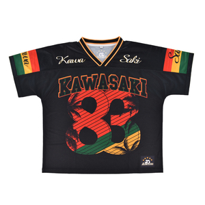 Kaus musim panas jala kotak personalisasi pola sublimasi celup ukuran besar leher-v Mode Jersey sepak bola Amerika - Product Image 3