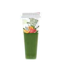 Aangepaste verpakkingen beschikbaar. Sinaasappelsap drank in wegwerp PP plastic beker. Fruitdrank voor supermarkten.