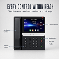 Téléphone IP d'entreprise E980PRO, écran tactile 7 pouces 1024x600, WiFi 6, Gigabit PoE, 116 touches DSS, vidéo H264, combiné sans fil