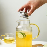 Carafe en verre borosilicate transparent de haute qualité pour eau froide, 1,5 L, idéale pour le salon, pot à thé ou pichet.