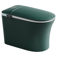 WC intelligent WaterMark, vert forêt mat, sans réservoir, à débit latéral, LED tactile, sans rebord, en céramique, chasse d'eau automatique