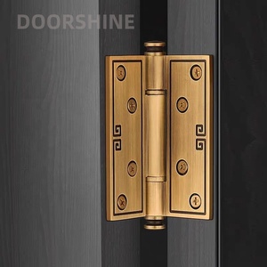 Bisagra plegable silenciosa de cobre de lujo de 4 pulgadas, manija de bloqueo de puerta de madera de latón macizo, rodamiento de espesor 3,0, bisagras modernas de fricción - Product Image 1