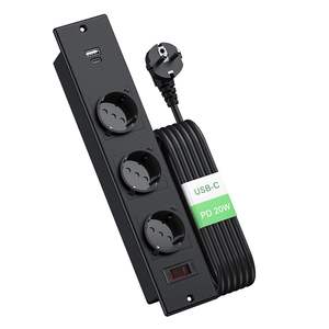 <span class=keywords><strong>Multiprise</strong></span> encastrable industrielle pour bureau, station de charge dissimulée avec 2 ports USB, protection contre les surcharges, pour table d'appoint intégrée - Product Image 1