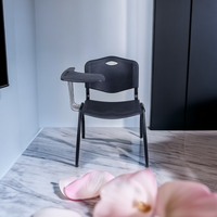 Chaise de bureau ergonomique élégante en plastique et métal pour étudiants, avec tablette d'écriture, idéale pour les salles de conférence et de lecture pour adultes