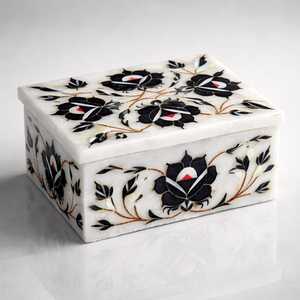 Handmade Modern Floral Carved Marble <b>Box</b> White Black Decorative Design Gift Storage Container Jewelry Organization <b>Trinket</b> - Product Image 6