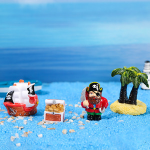 Figura de barco pirata en miniatura, decoración artesanal de resina para sala de estar, regalo de cumpleaños, juego de varias piezas - Product Image 1